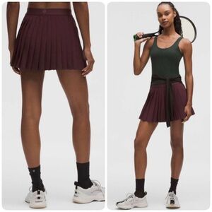 Lululemon Sz 14 High Rise Pleated Tennis Mini Skirt Goodnight Plum Skort Shorts